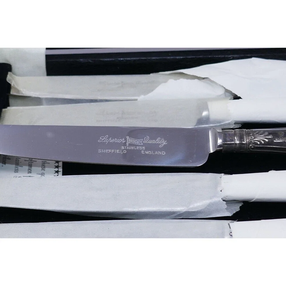 Harrison Brothers Sheffield Silver Handled Queens Pattern Butter Tea Knives